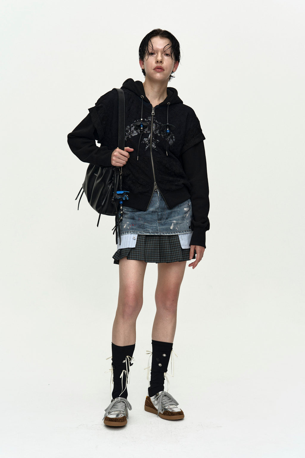 Andersson Bell - [Pre-Order – Ships July 3] Painted Denim Layered Mini Pleats Skirt (Blue) product image 4 | TRAB K-Fashion Australia
