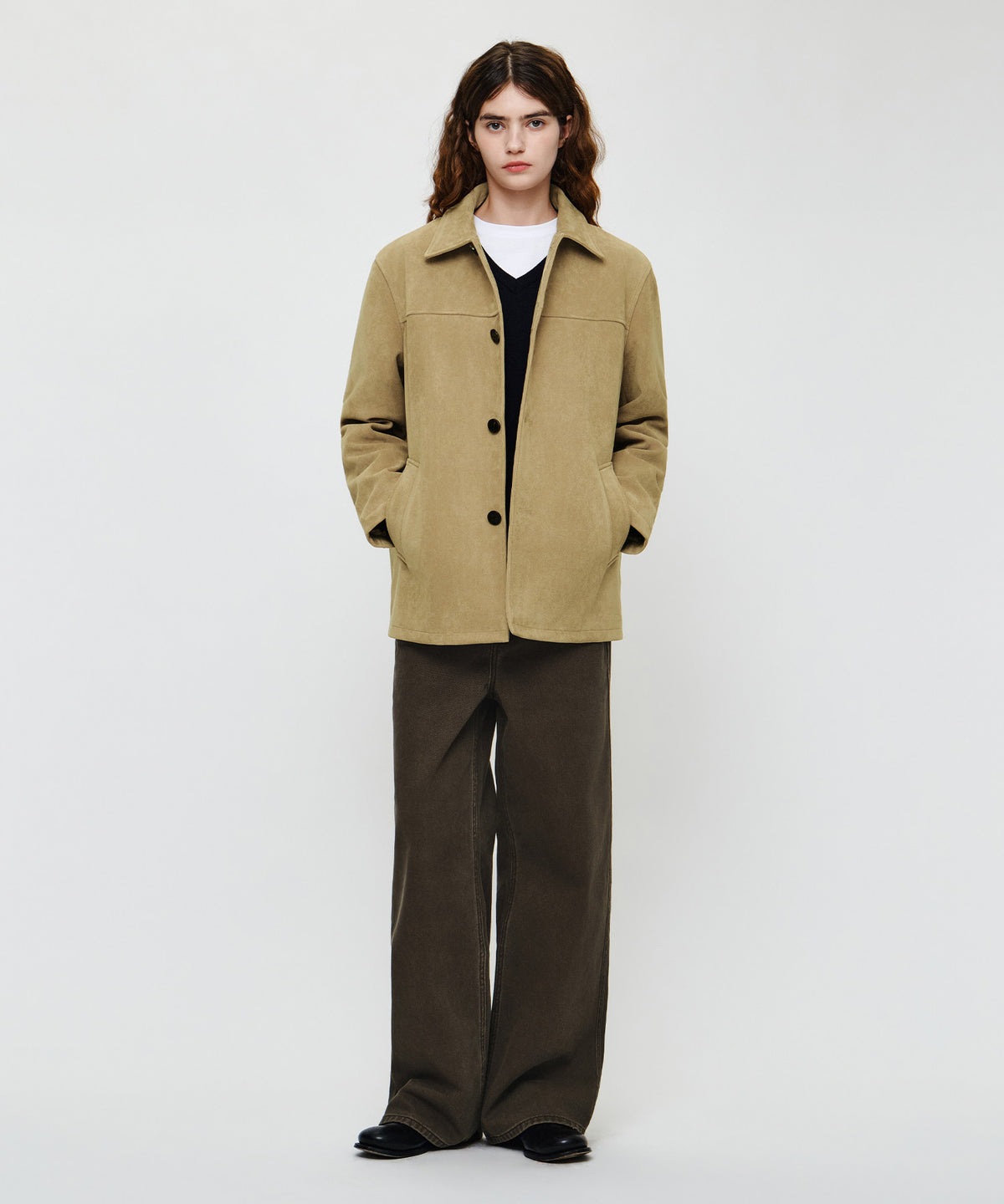 Marithe & Francois Girbaud - Faux Suede Half Jacket (Beige) product image 5 | TRAB K-Fashion Australia