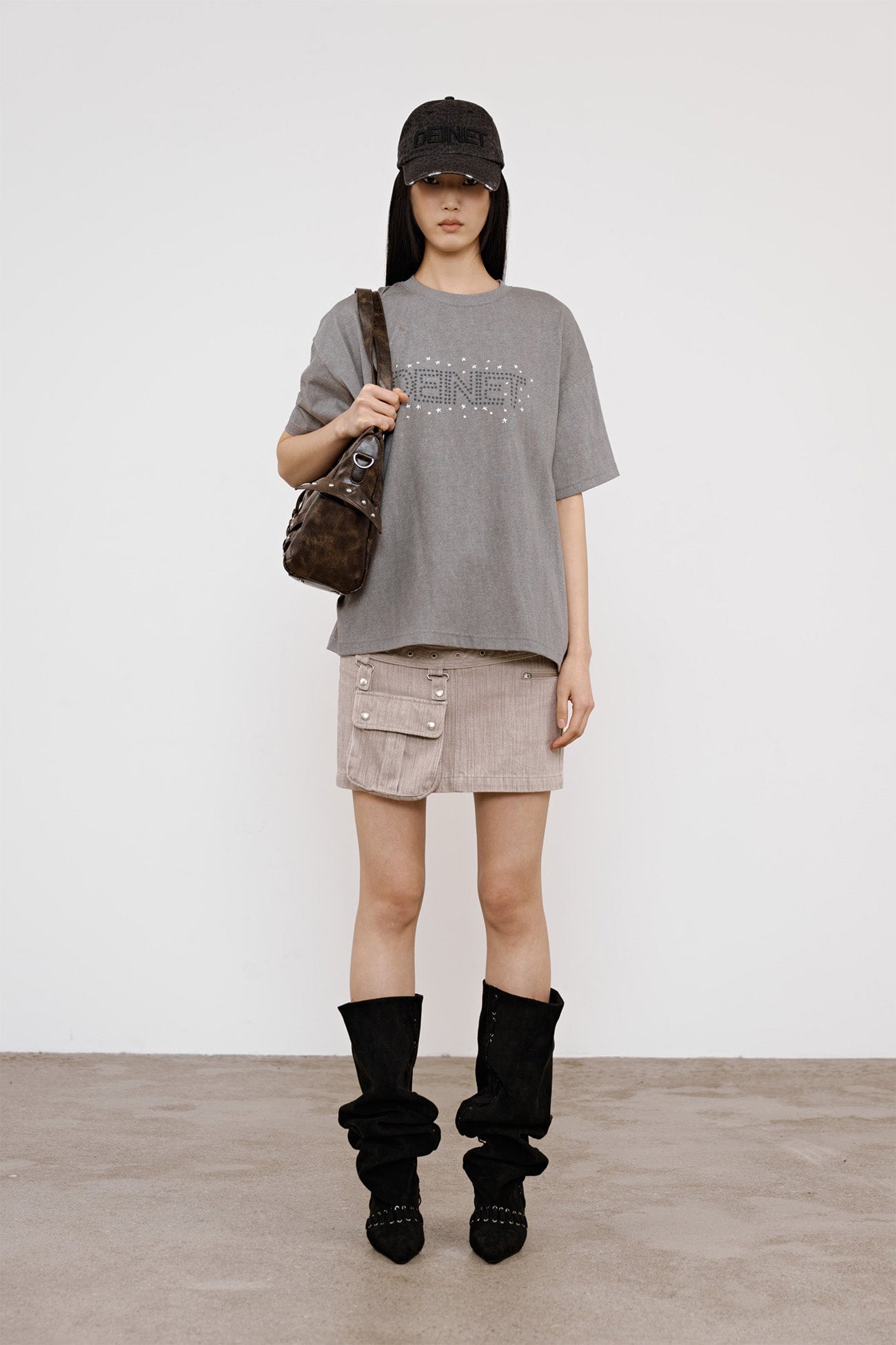 Deinet - Belted Tunnel Skirt (Beige) product image 1 | TRAB K-Fashion Australia