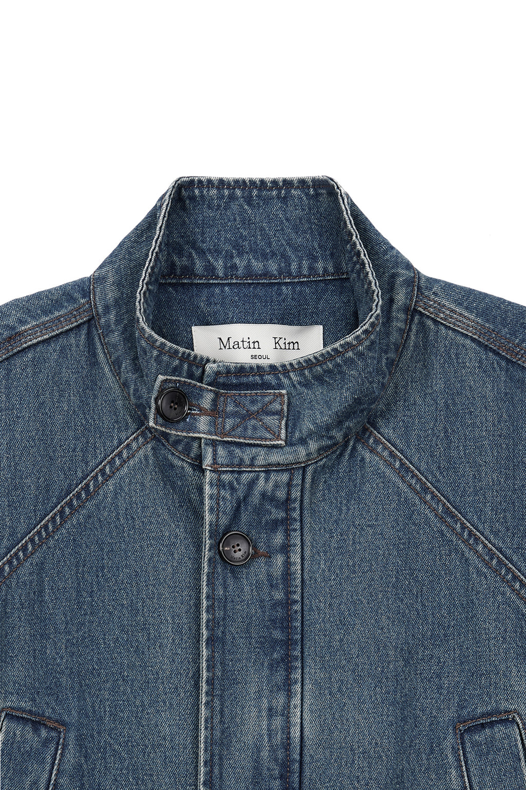 Matin Kim - Pocket Point Midi Denim Jumper (Blue) product image 3 | TRAB K-Fashion Australia