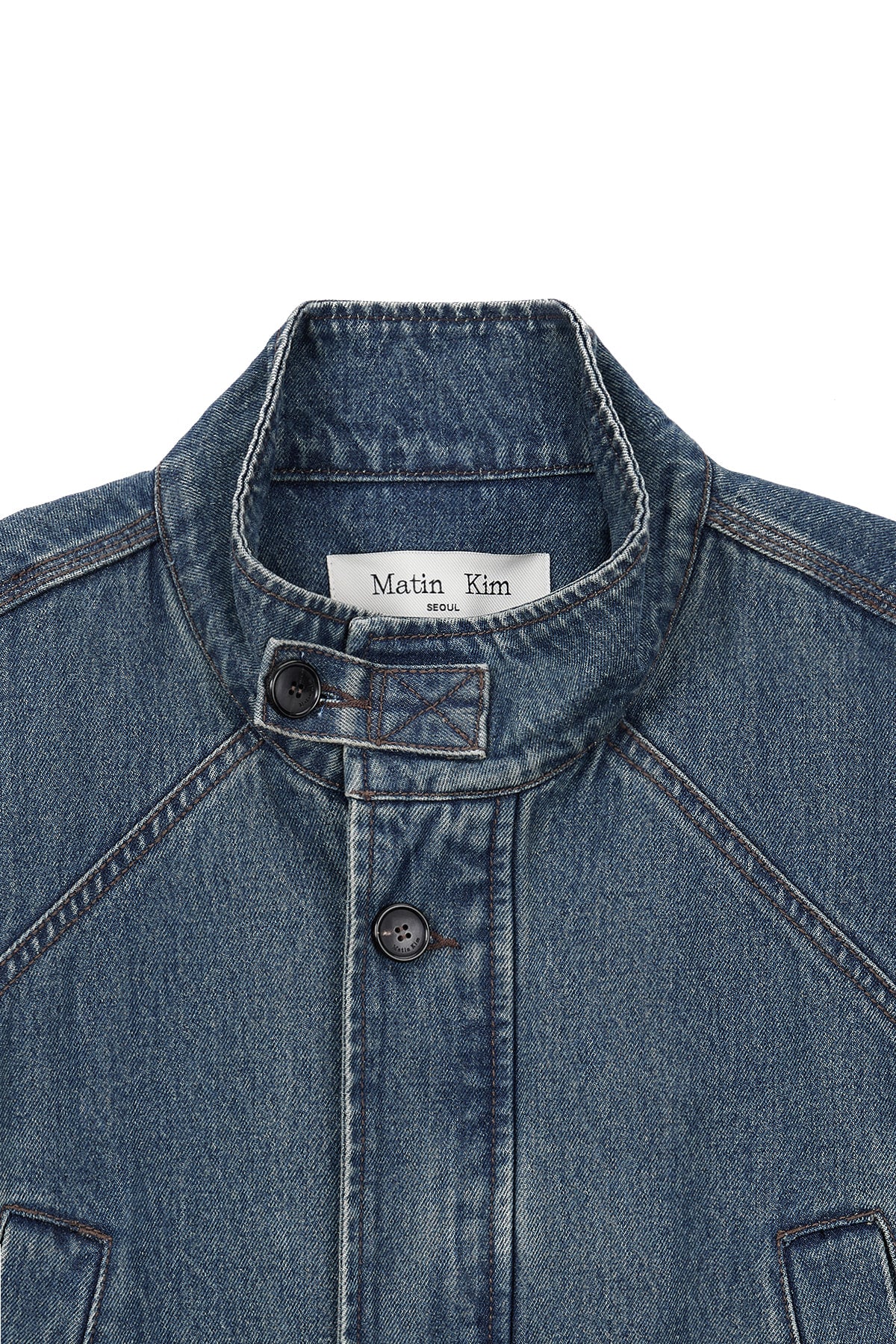 Matin Kim - Pocket Point Midi Denim Jumper (Blue) product image 3 | TRAB K-Fashion Australia