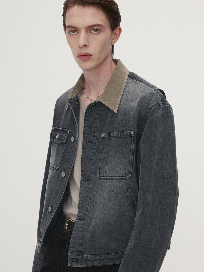 Tonywack - Corduroy Collar Denim Work Jacket (Washed Grey) product image 5 | TRAB K-Fashion Australia