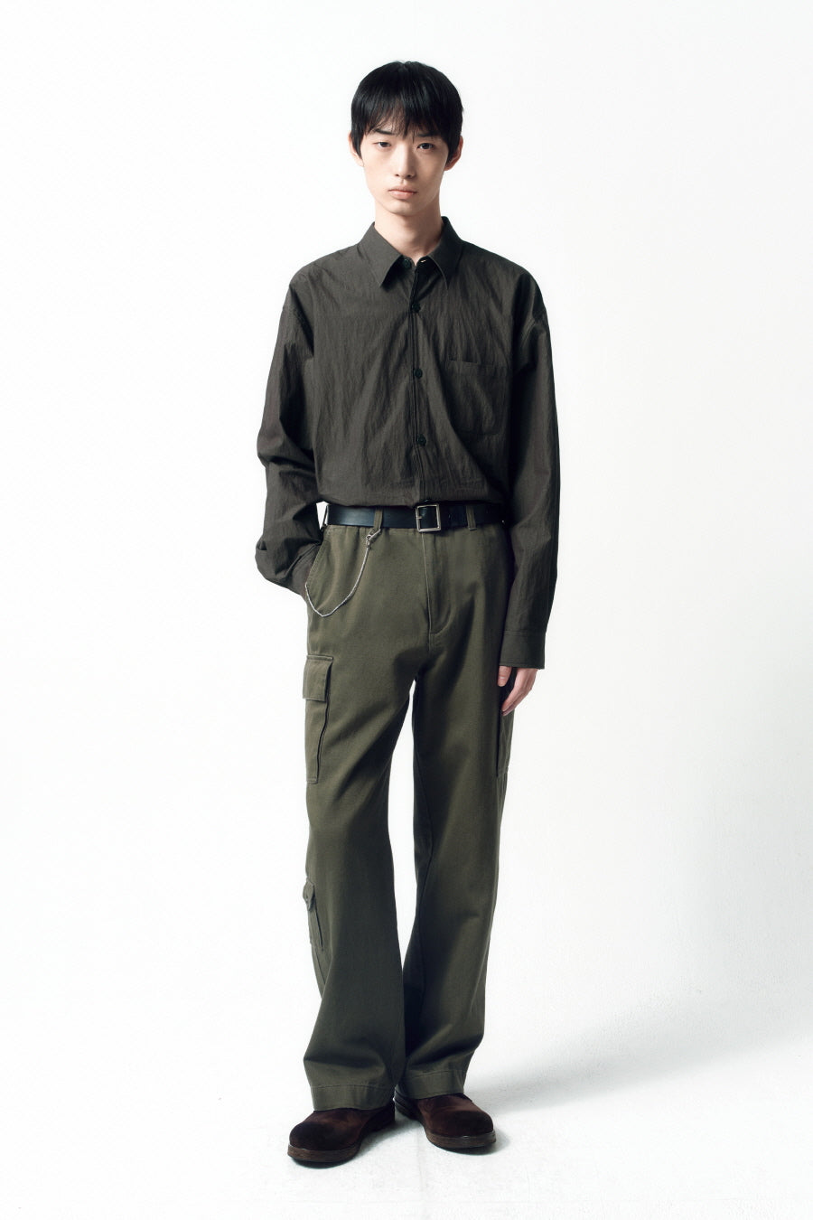 Insilence - Button Point Shirt (Ash Brown) product image 1 | TRAB K-Fashion Australia