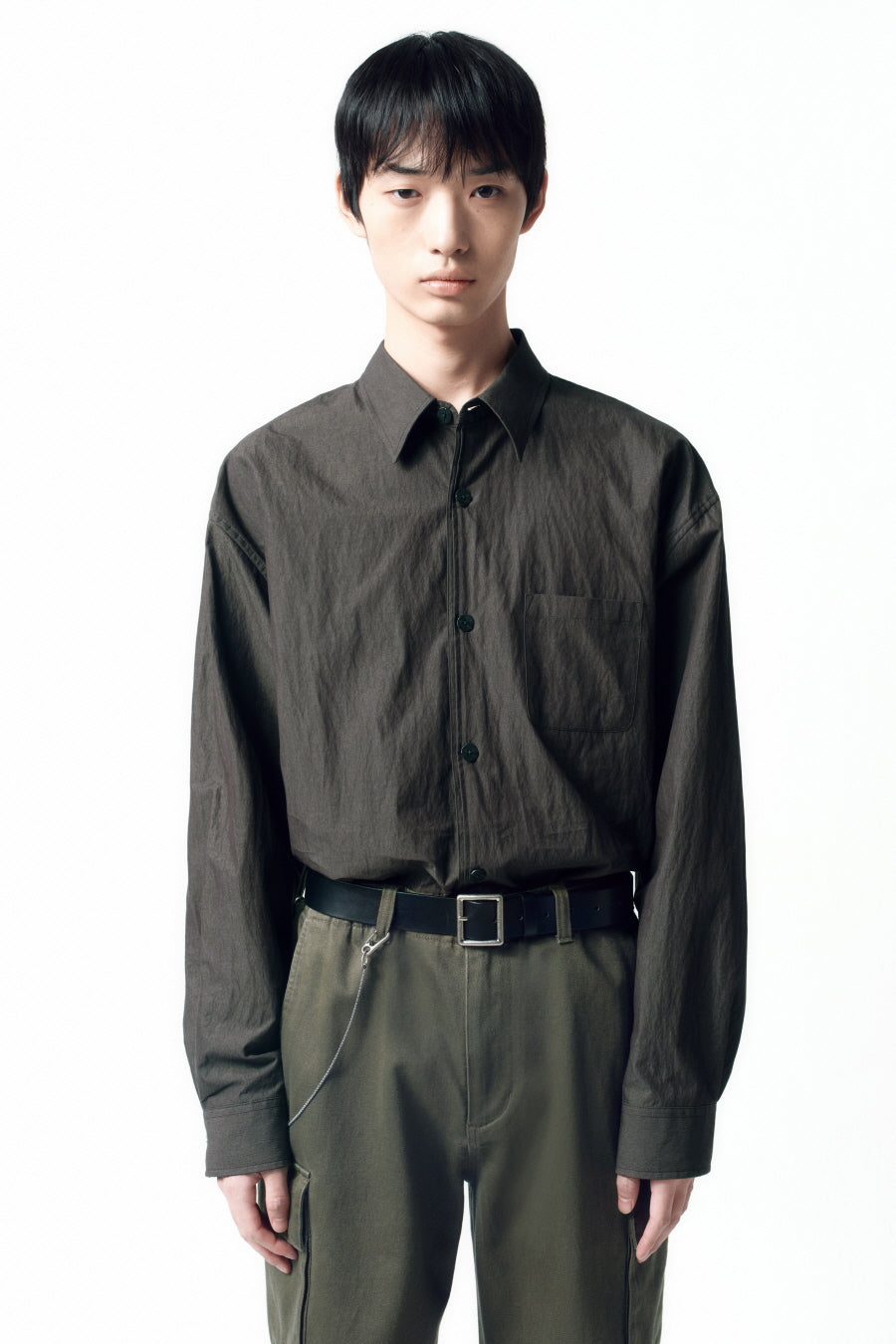 Insilence - Button Point Shirt (Ash Brown) product image 2 | TRAB K-Fashion Australia