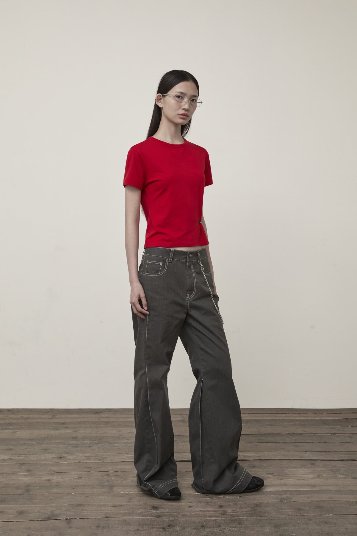 Matin Kim - Mini Label Shirring Top (Red) product image 9 | TRAB K-Fashion Australia