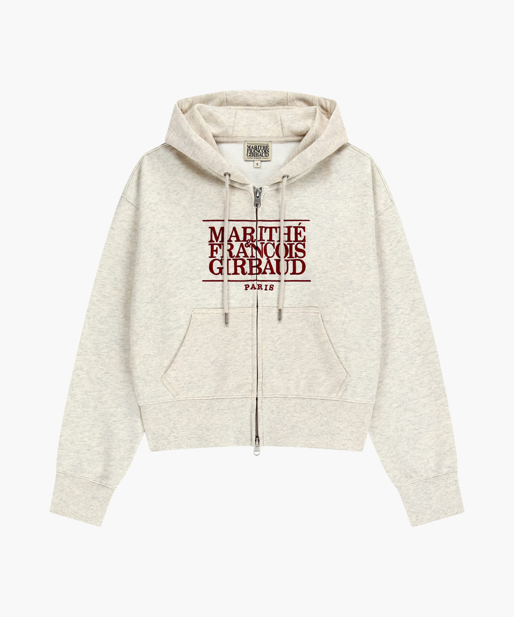 Marithe & Francois Girbaud - Classic Logo Crop Hoodie Zipup (Oatmeal) product image 6 | TRAB K-Fashion Australia