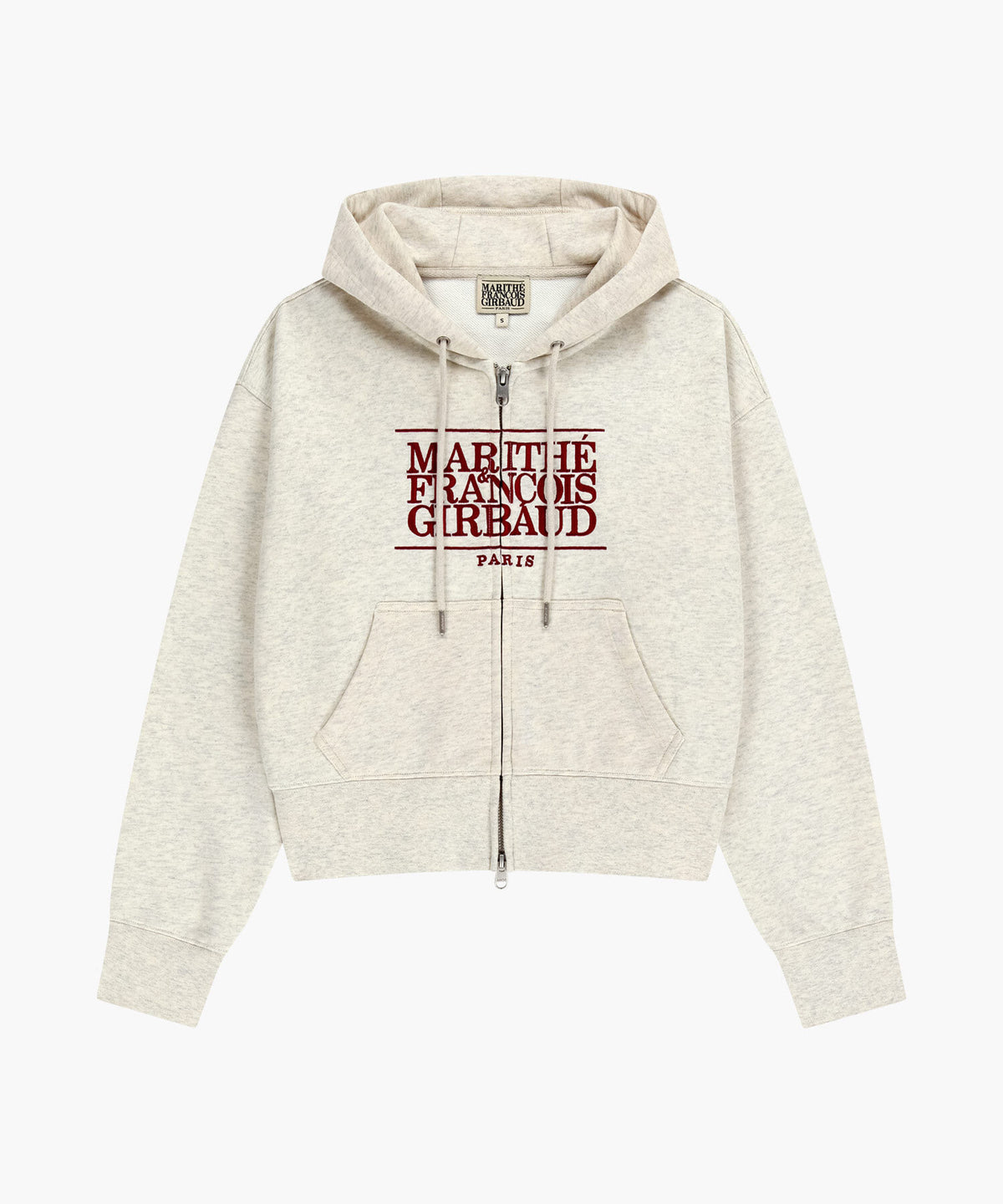 Marithe & Francois Girbaud - Classic Logo Crop Hoodie Zipup (Oatmeal) product image 6 | TRAB K-Fashion Australia