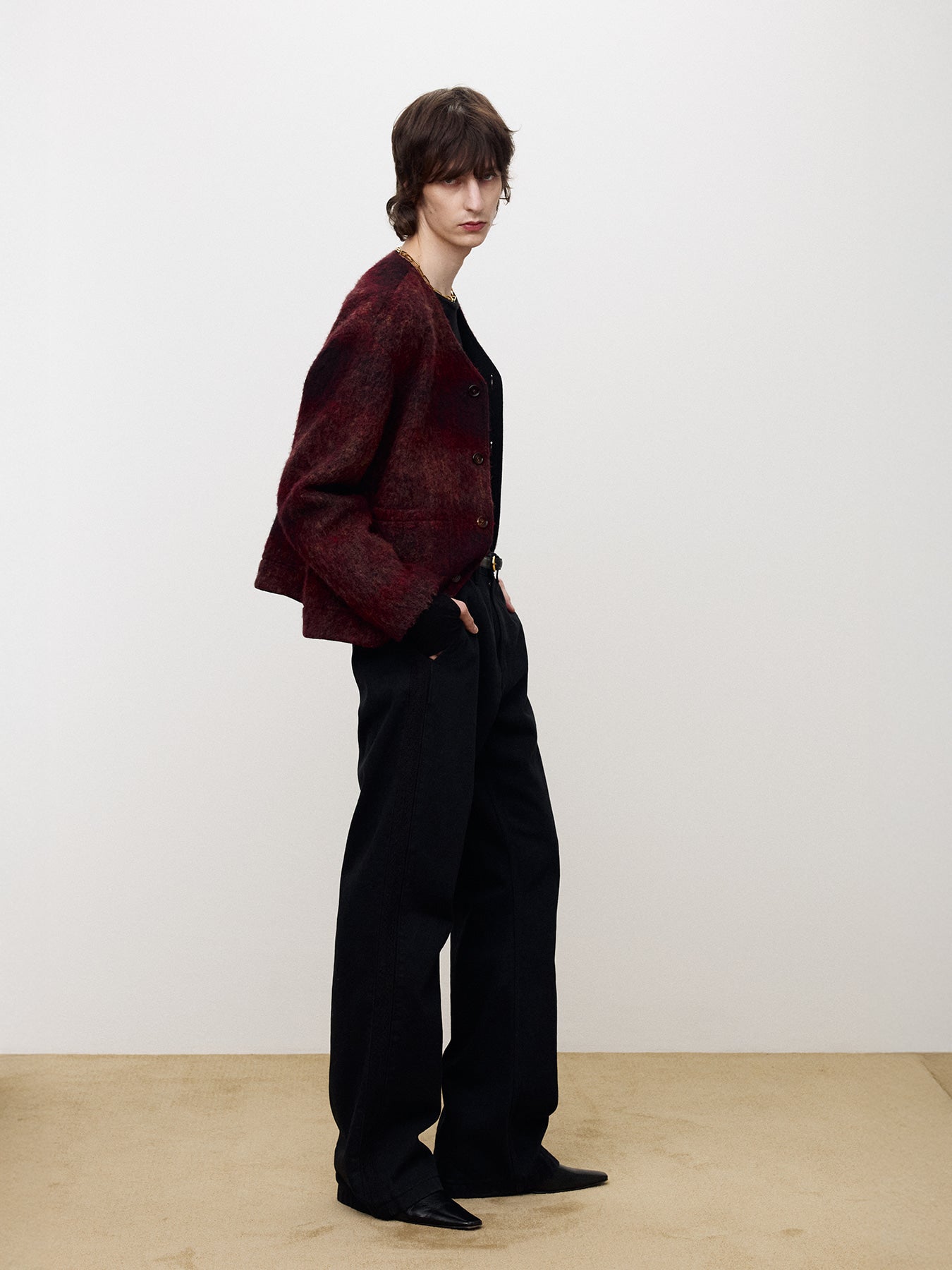 Tonywack - Mohair V-Neck Blouson Italian Fabric (Dark Red) product image 4 | TRAB K-Fashion Australia