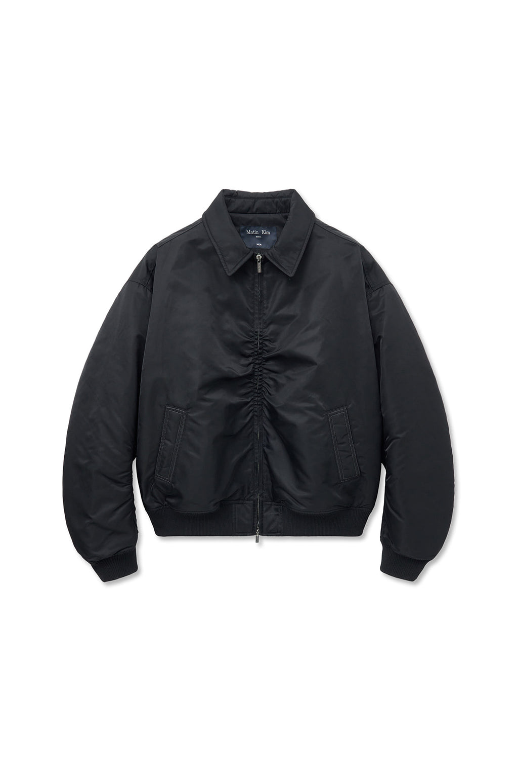 Matin Kim - Applique Logo Shirring Bomber Jumper (Black) product image 3 | TRAB K-Fashion Australia