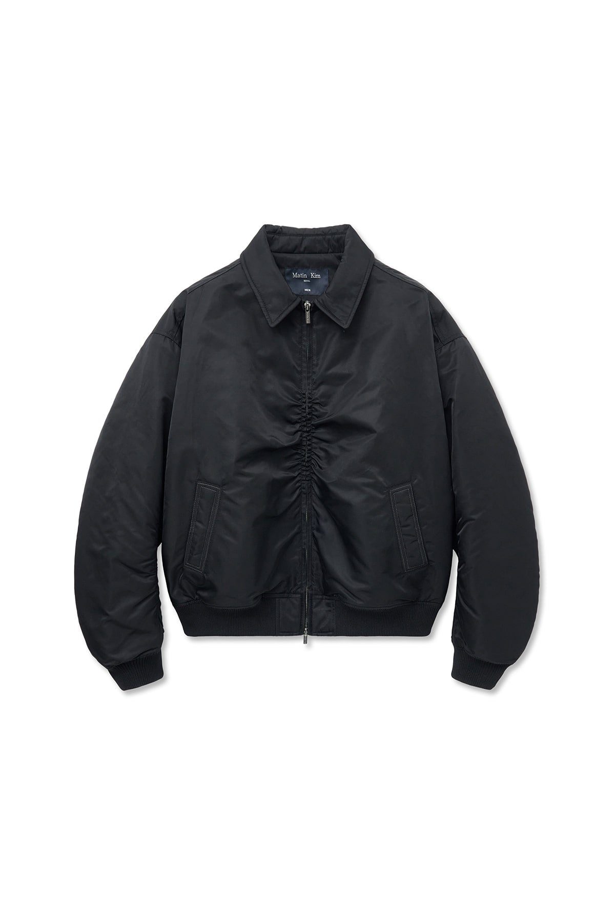 Matin Kim - Applique Logo Shirring Bomber Jumper (Black) product image 3 | TRAB K-Fashion Australia