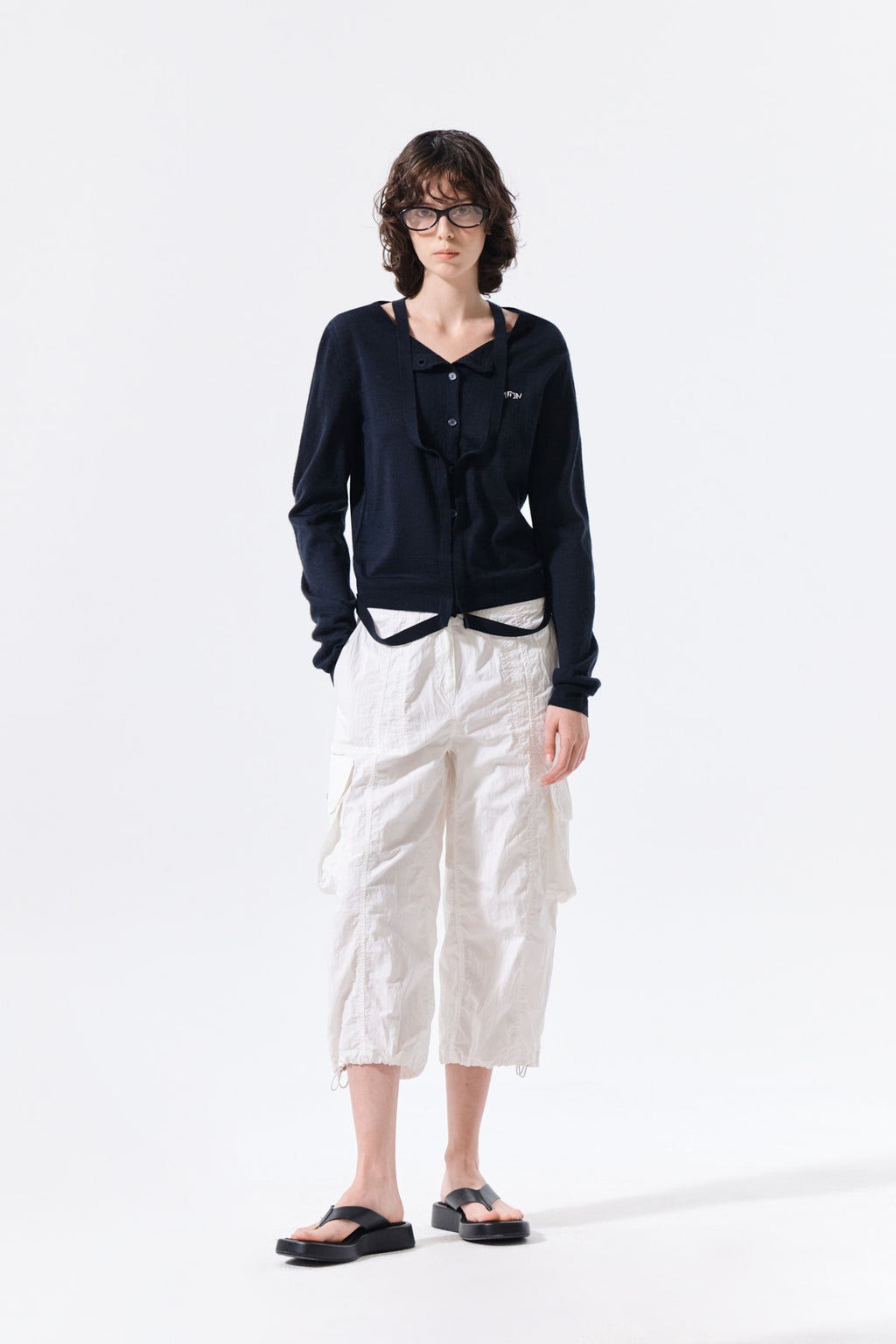 Matin Kim - String Detail Knit Cardigan (Dark Navy) product image 10 | TRAB K-Fashion Australia