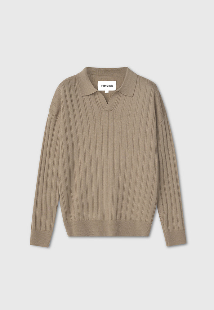 Tonywack - Merino Wool Open Collar Sweater (French Beige) product image 8 | TRAB K-Fashion Australia
