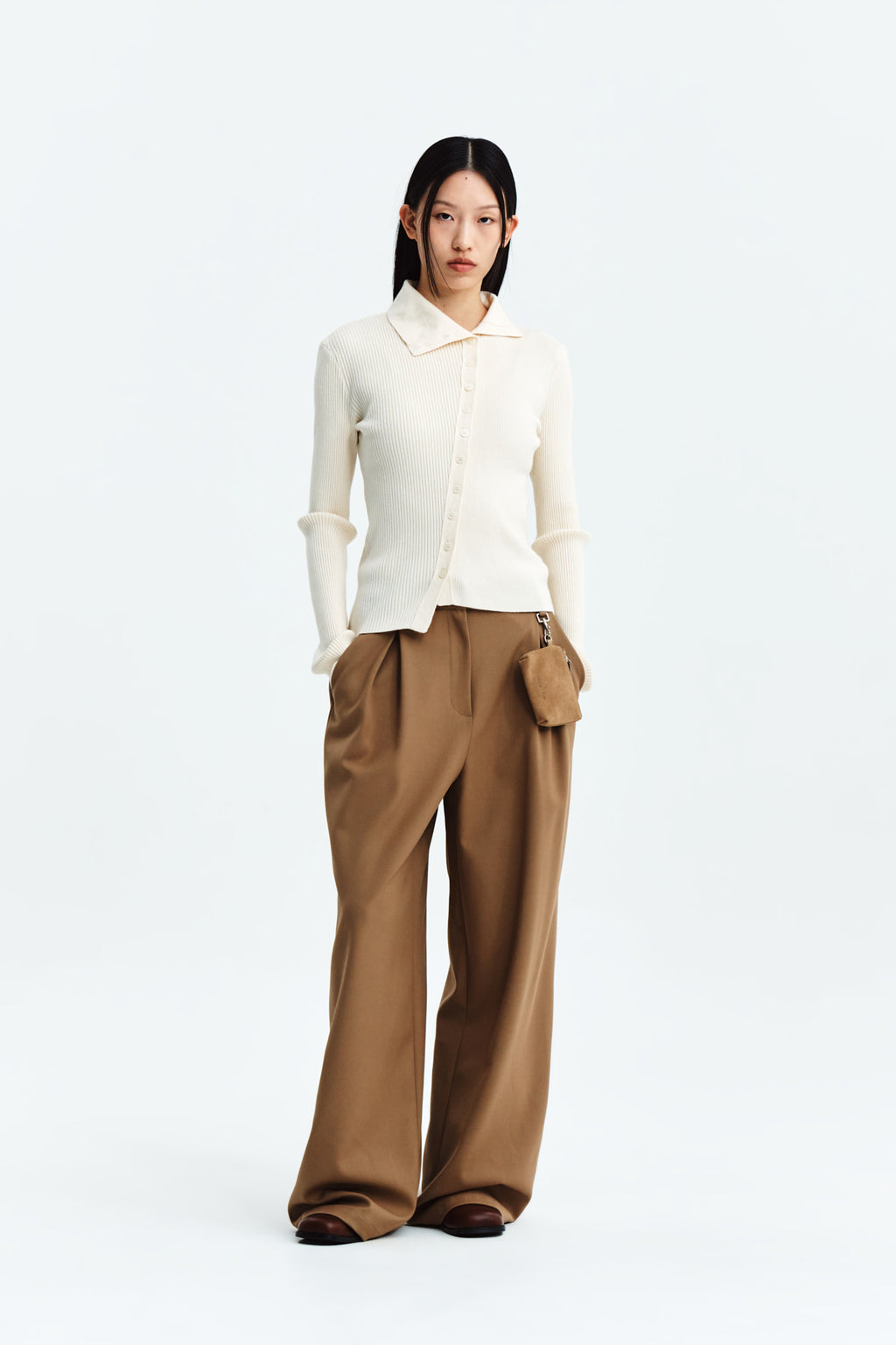 Matin Kim - Tuck Pocket Point Wide Pants (Dark Beige) product image 8 | TRAB K-Fashion Australia