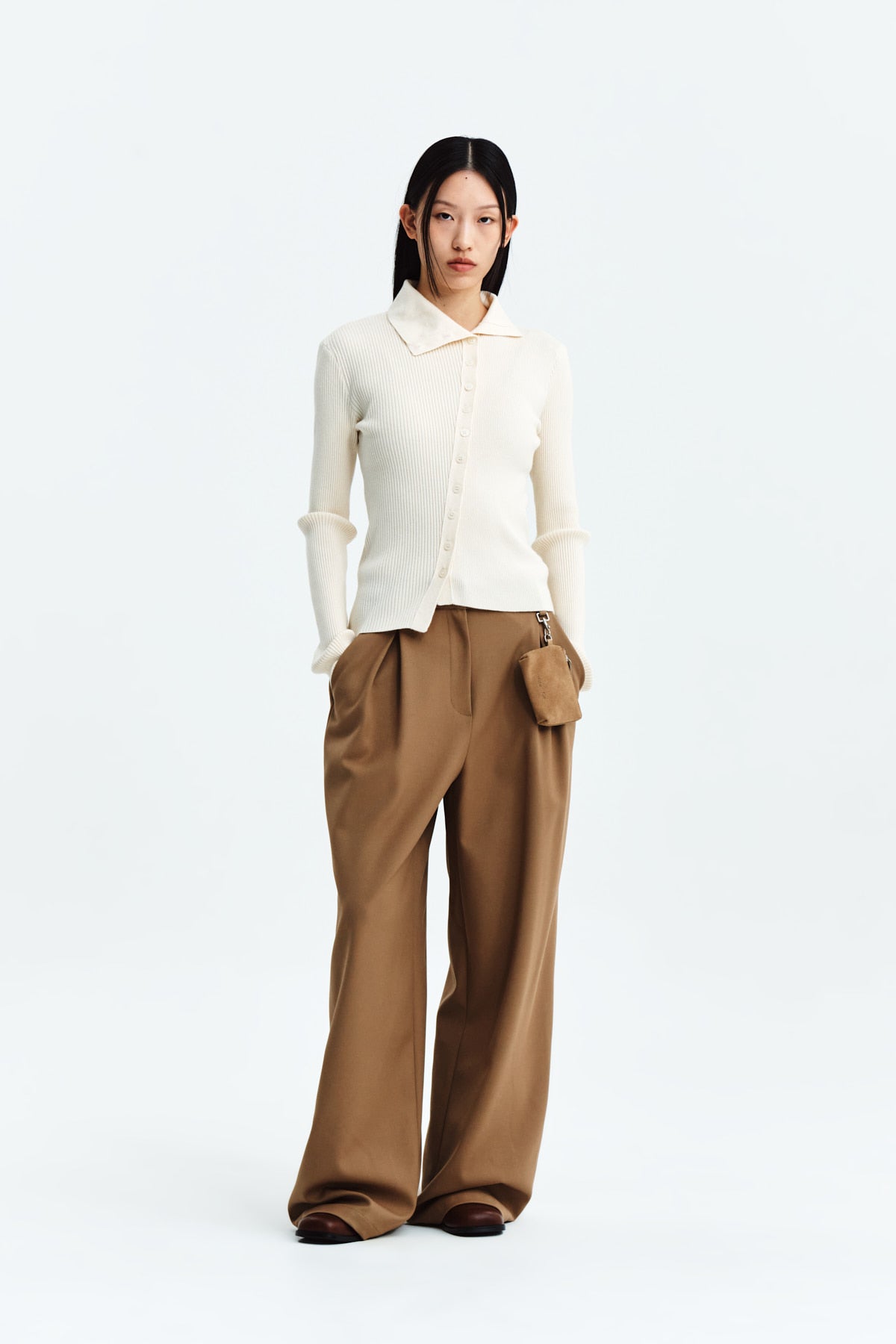Matin Kim - Tuck Pocket Point Wide Pants (Dark Beige) product image 8 | TRAB K-Fashion Australia