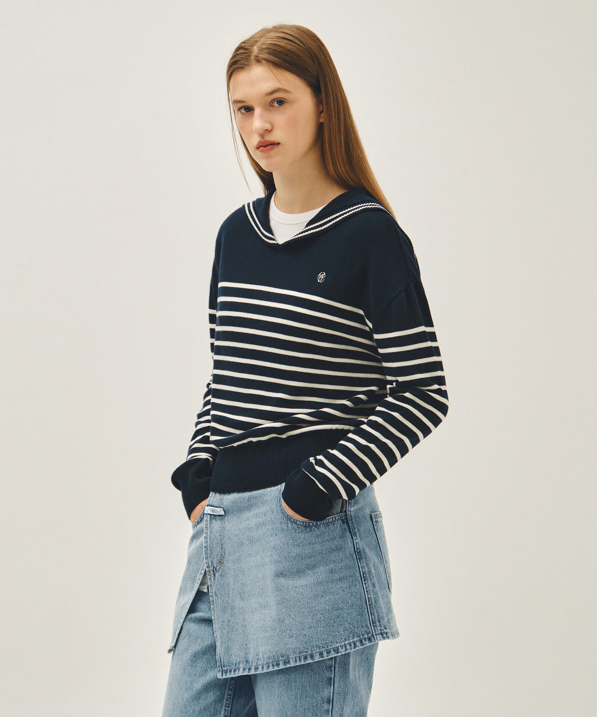 Marithe & Francois Girbaud - Sailor Knit Pullover (Navy) product image 2 | TRAB K-Fashion Australia