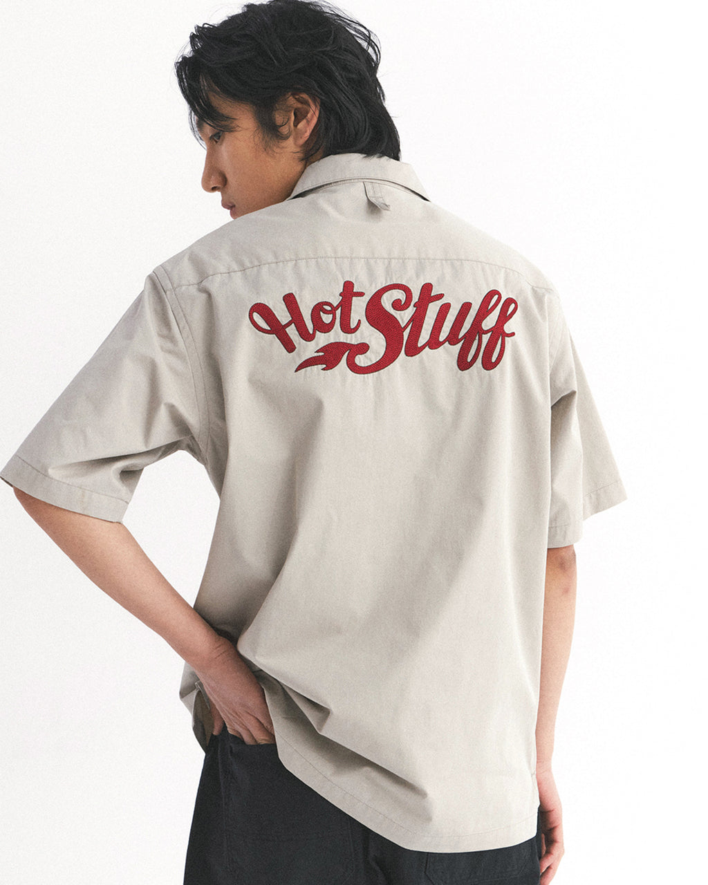 Eastlogue - Embroidered Work Half Shirts (Sand) product image 3 | TRAB K-Fashion Australia