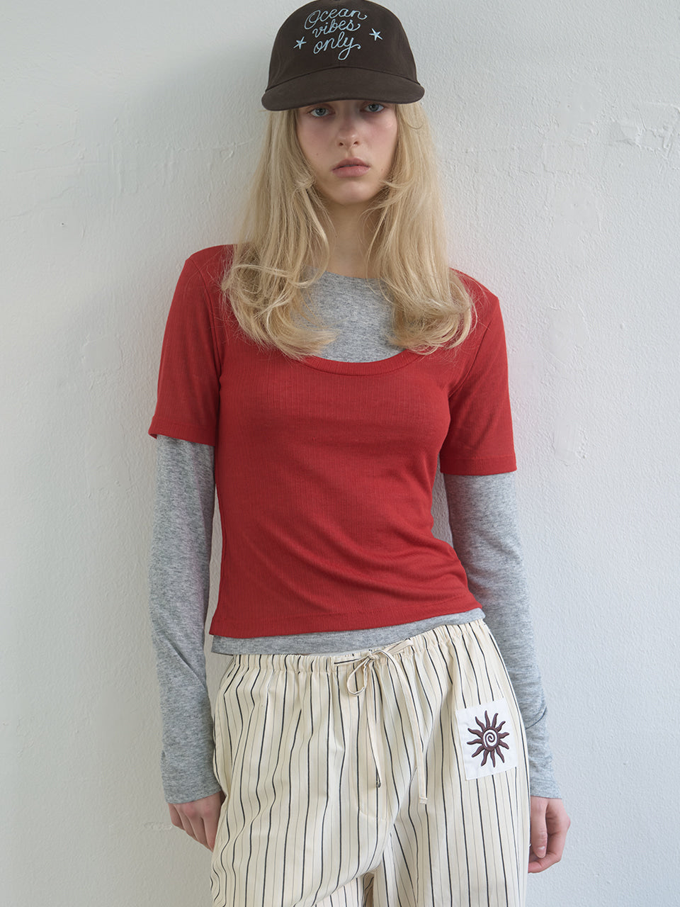 Kijun - Layered Jersey Top (Red) product image 3 | TRAB K-Fashion Australia