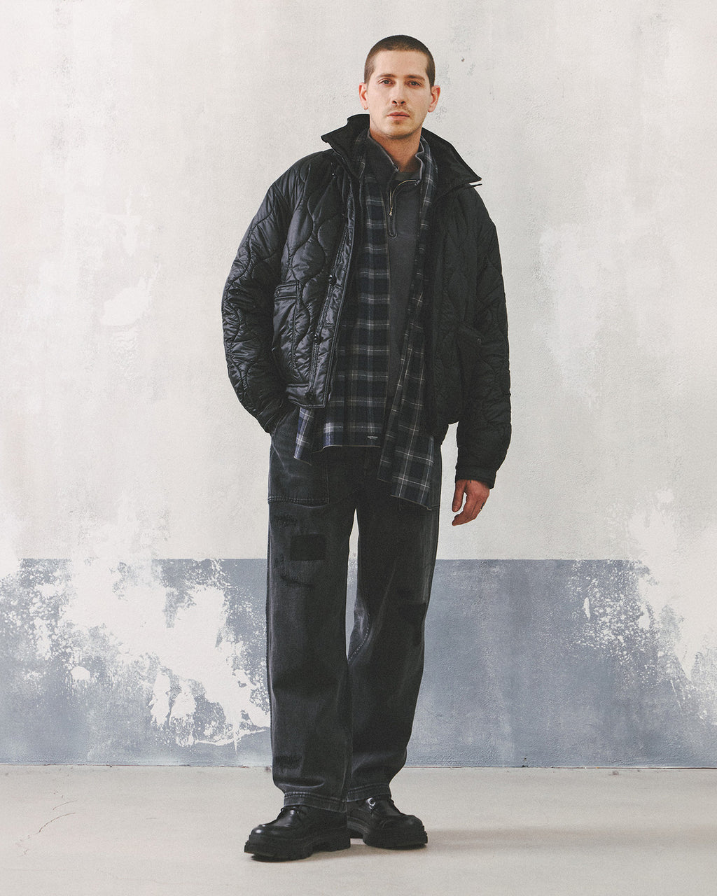 Eastlogue - Damaged Fatigue Pants (Black Denim) product image 1 | TRAB K-Fashion Australia