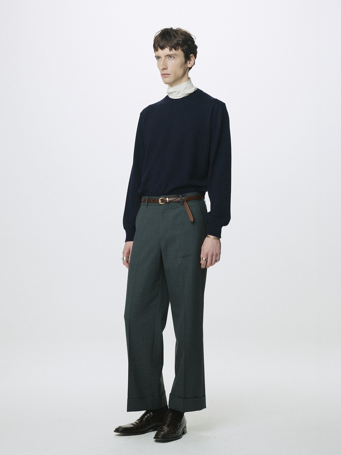 Tonywack - Wool Cuffed Trousers (Moss Grey) product image 4 | TRAB K-Fashion Australia
