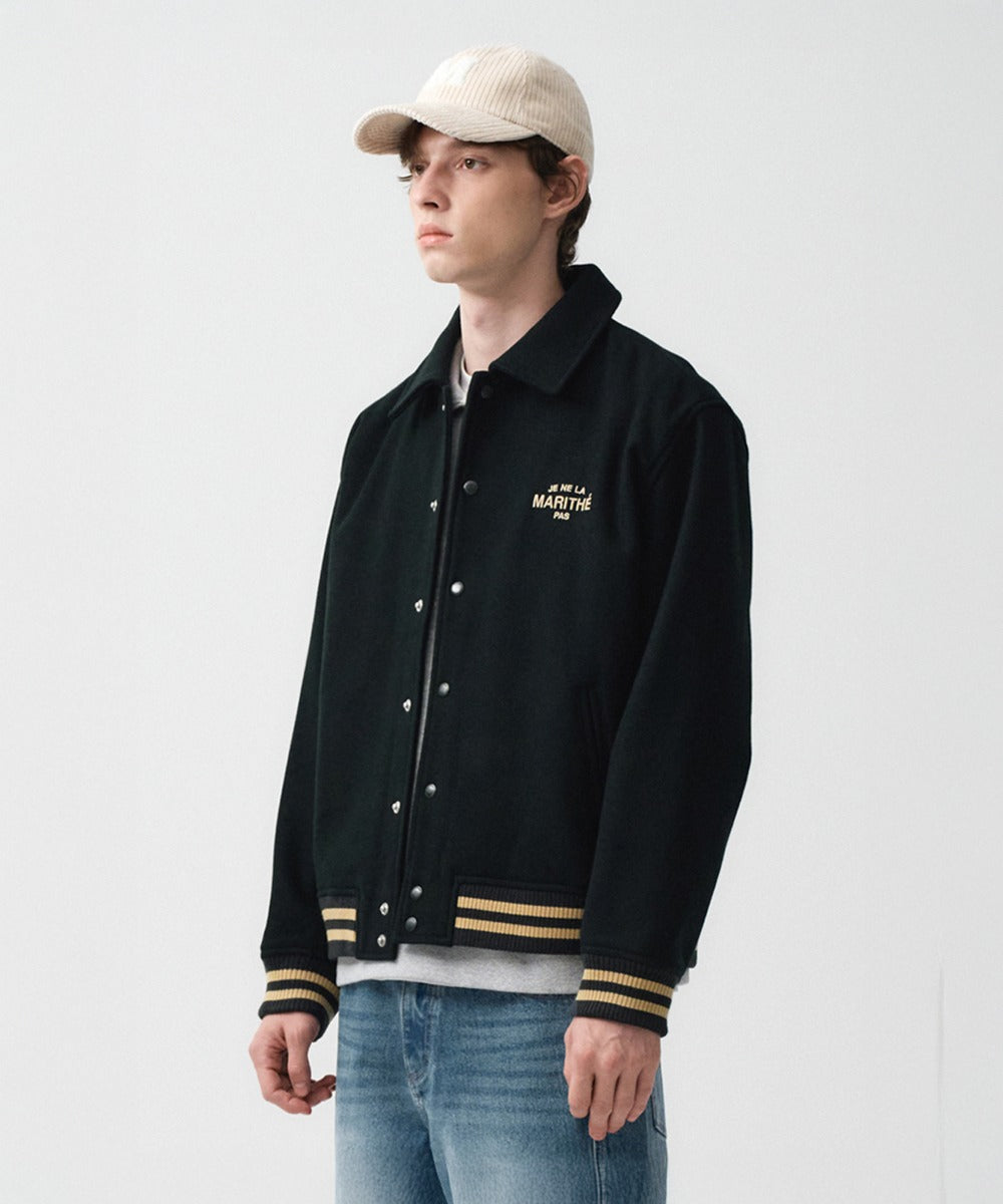 Marithe & Francois Girbaud - Je Ne La Varsity Jacket (Dark Green) product image 1 | TRAB K-Fashion Australia
