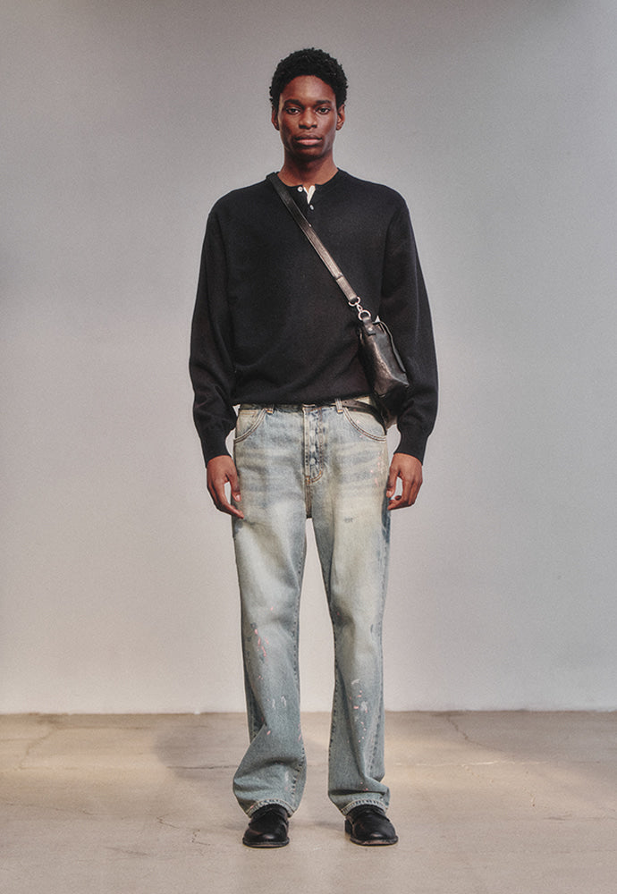 Art if acts - Painted Regular 5P Denim Pants (Used Light Blue) product image 3 | TRAB K-Fashion Australia