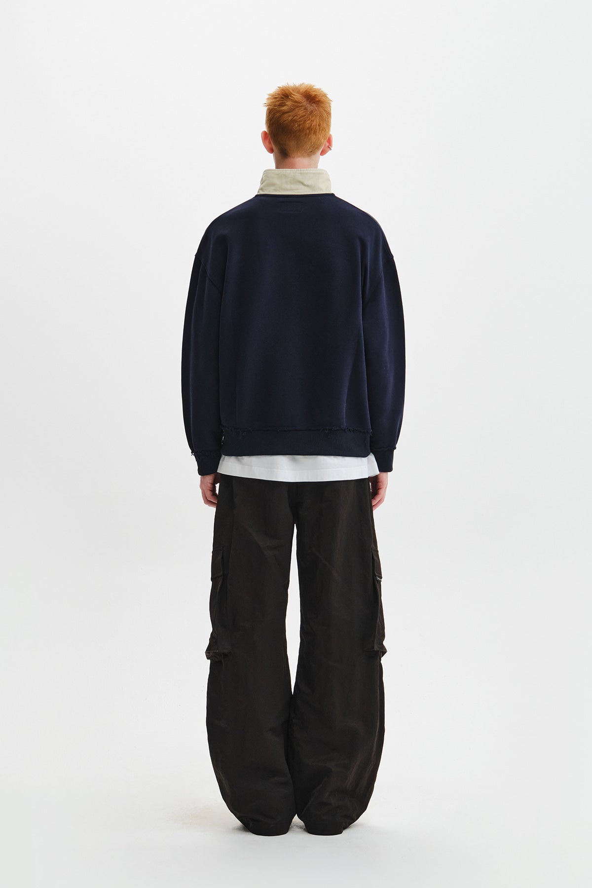 Matin Kim - Applique Logo Collar Quarter Zip Up (Navy) product image 9 | TRAB K-Fashion Australia