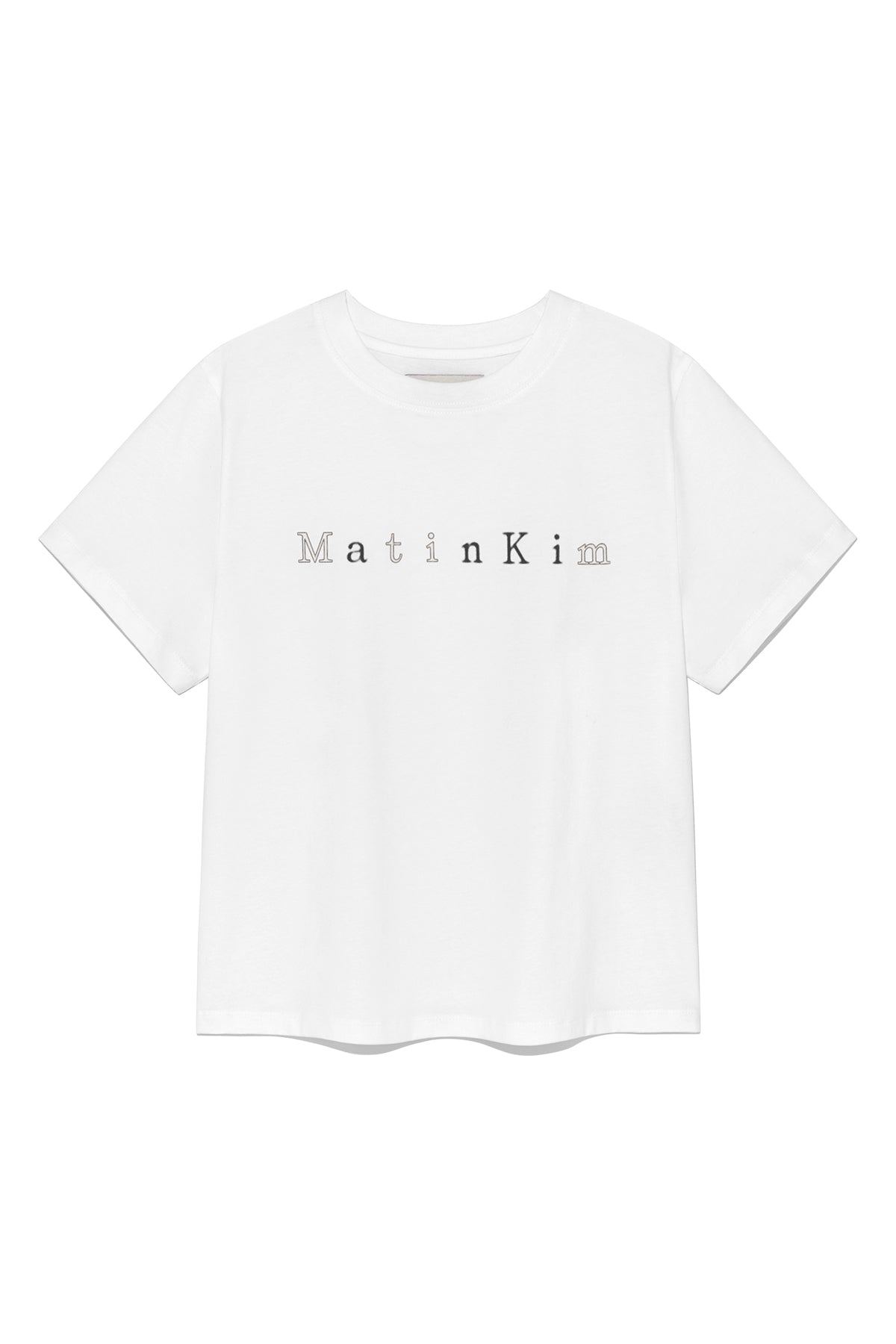 Matin Kim - Sticker Graphic Logo Top (White) product image 1 | TRAB K-Fashion Australia