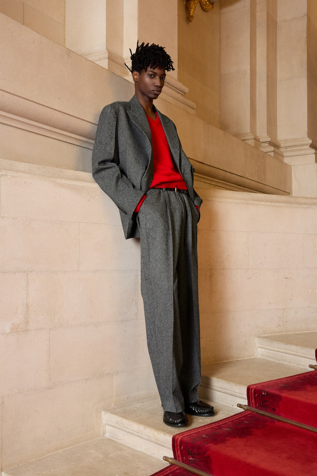 STU - Crease Double Belt Slacks (Grey) product image 3 | TRAB K-Fashion Australia