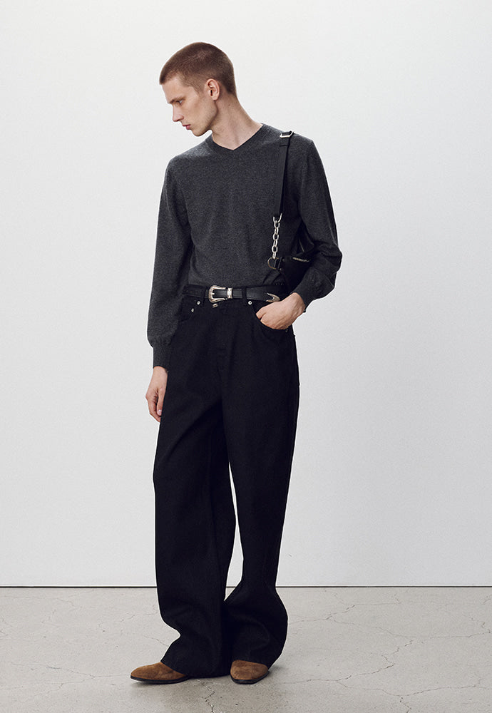 Tonywack - Pure Cashmere V-Neck Sweater (Charcoal) product image 2 | TRAB K-Fashion Australia