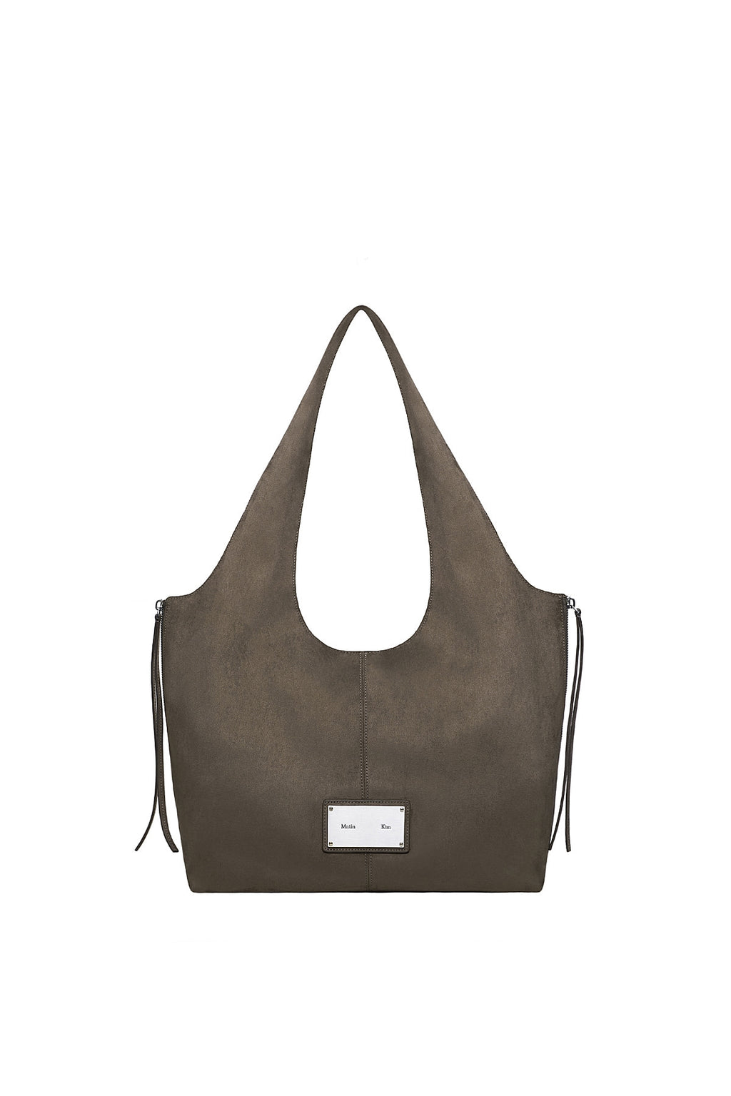 Matin Kim - Side Zip Suede Shoulder Bag (Charcoal) product image 1 | TRAB K-Fashion Australia