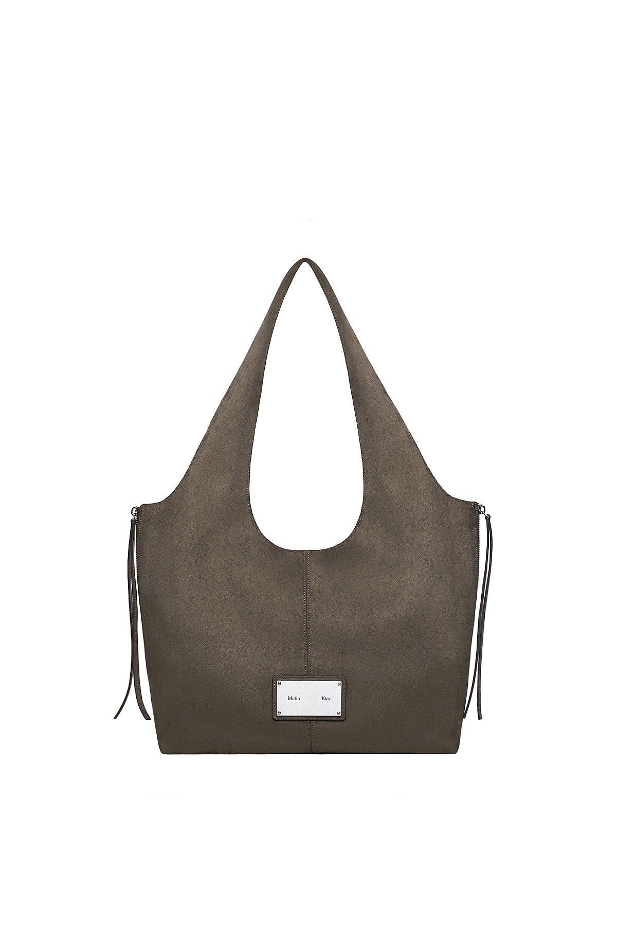 Matin Kim - Side Zip Suede Shoulder Bag (Charcoal) product image 1 | TRAB K-Fashion Australia