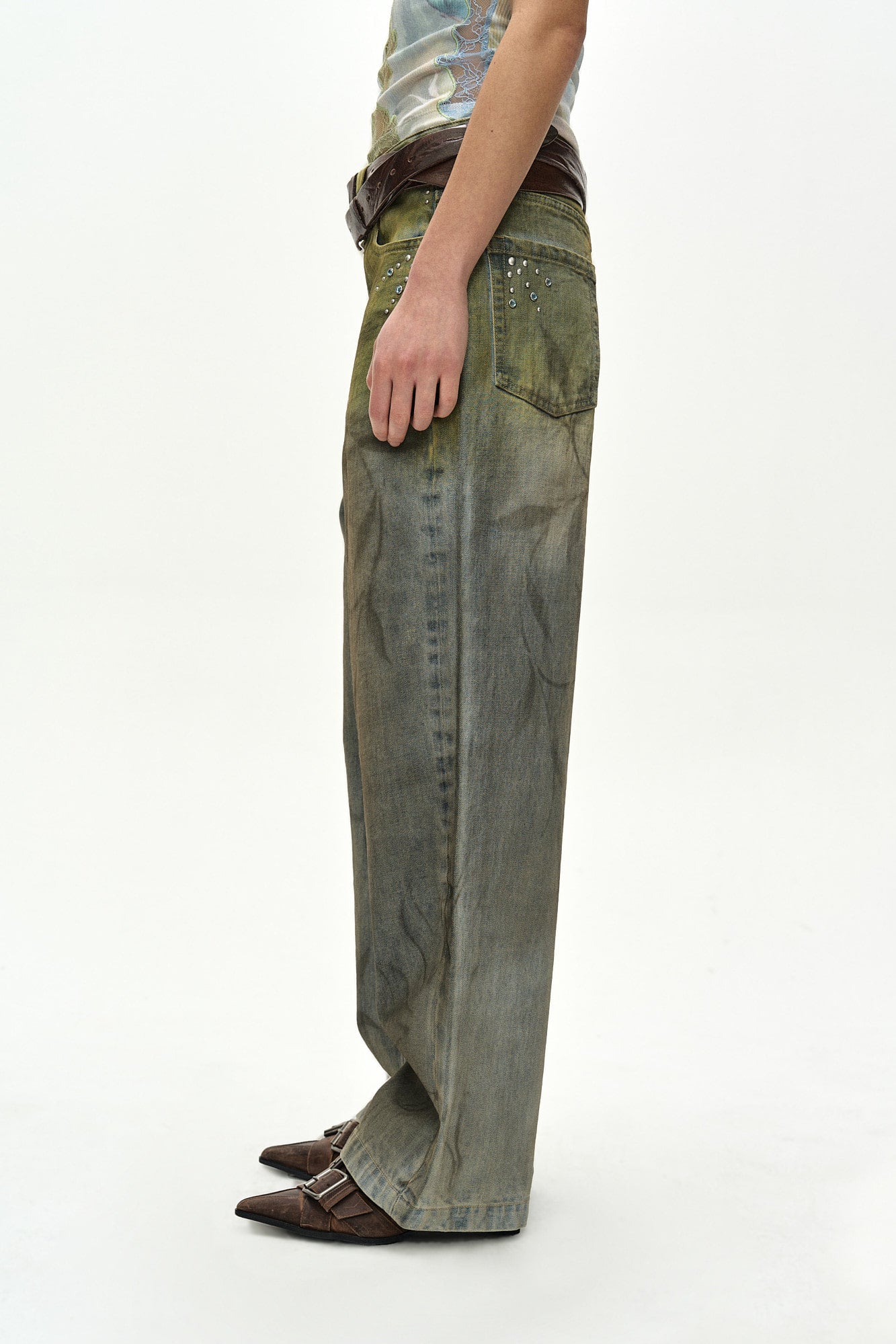 Andersson Bell - Botanical-Print Jeans (Green/Blue) product image 5 | TRAB K-Fashion Australia