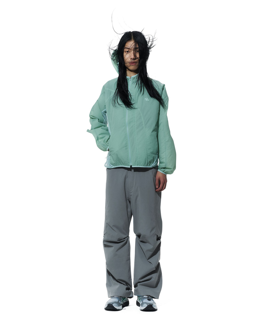San San Gear - Snap Stretch Pants (Green Grey) product image 1 | TRAB K-Fashion Australia