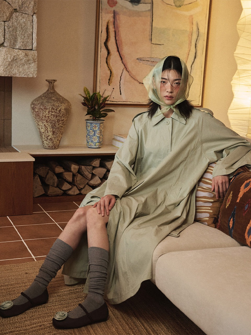 Mardi Mercredi - Belted Trench Coat Raglan (Mint) product image 1 | TRAB K-Fashion Australia