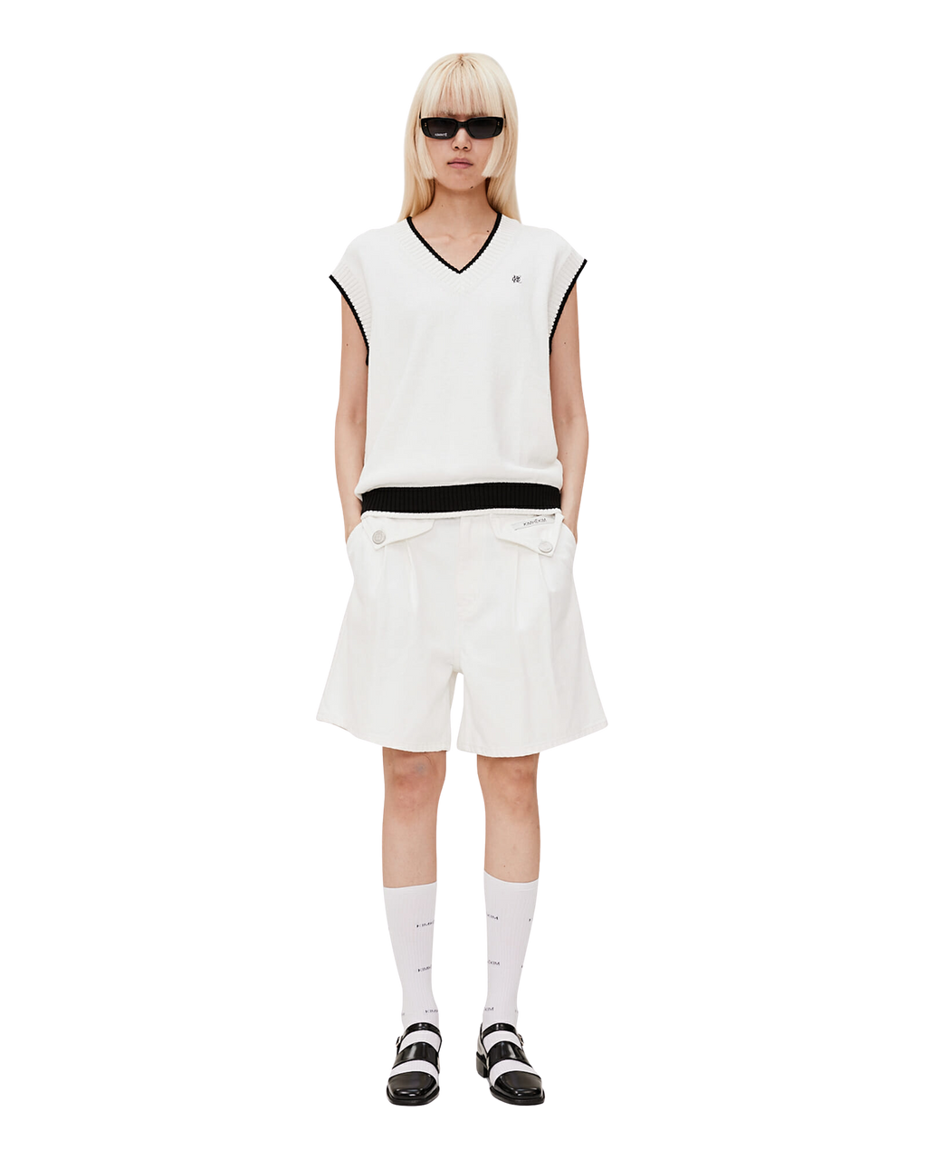 Kimhe Kim - Two Pockets Denim Shorts (White) product image 1 | TRAB K-Fashion Australia