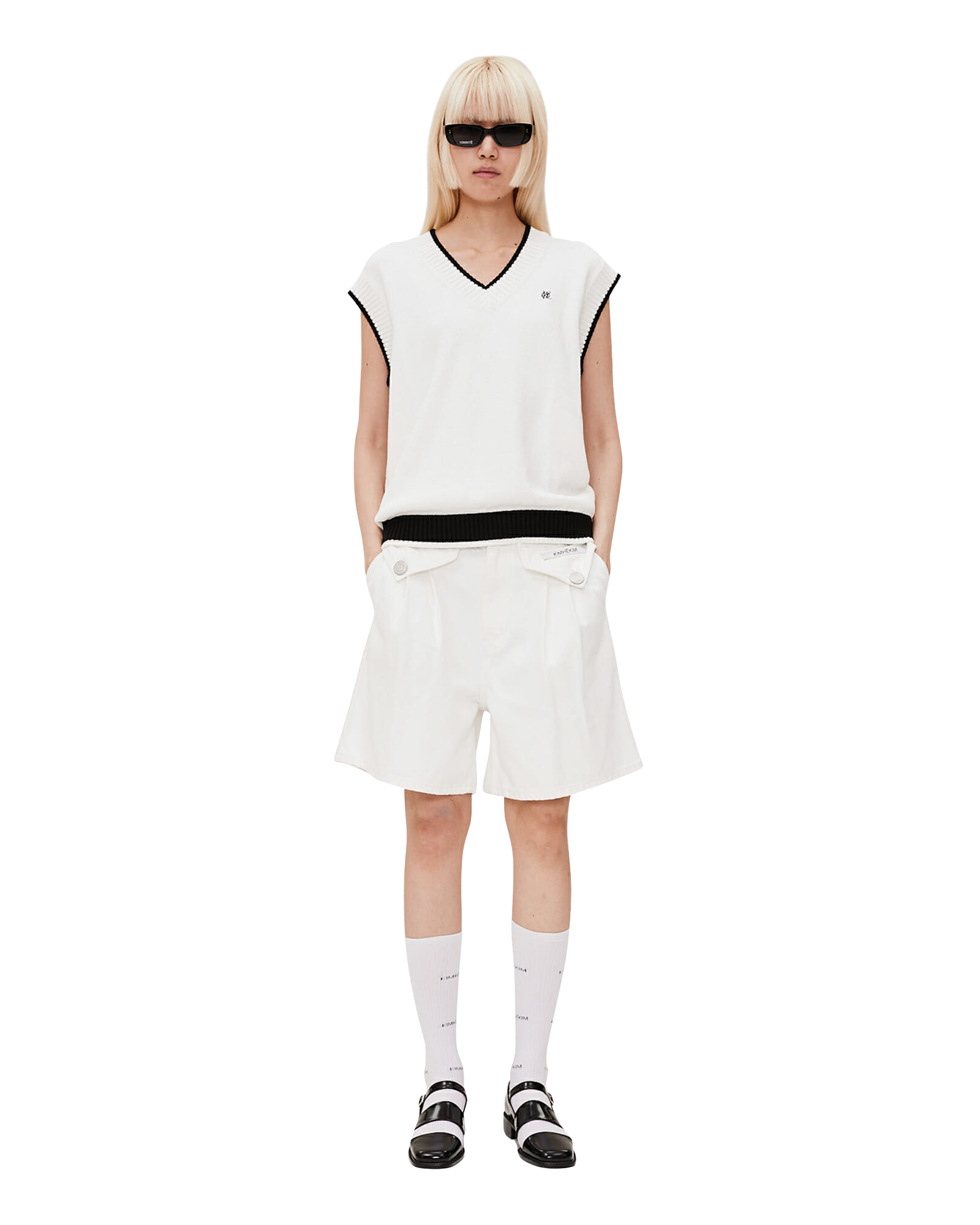 Kimhe Kim - Two Pockets Denim Shorts (White) product image 1 | TRAB K-Fashion Australia