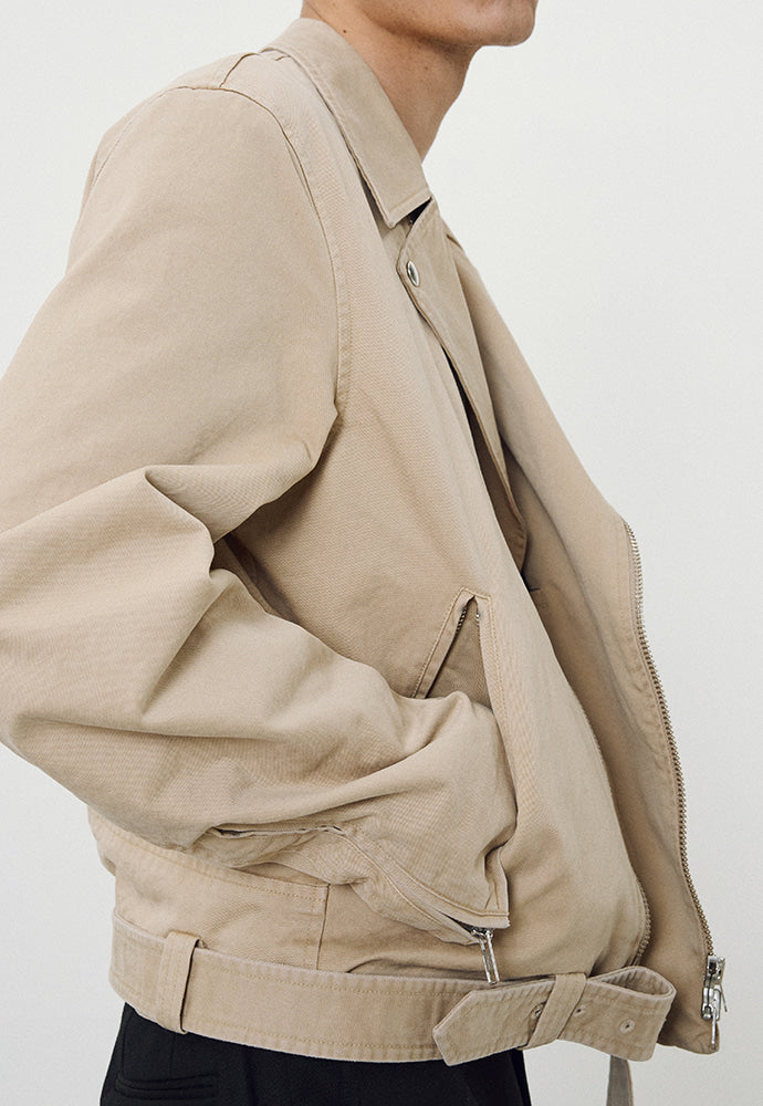 Tonywack - Garment-Washed Cotton Gabardine Biker Jacket (Faded Beige) product image 8 | TRAB K-Fashion Australia