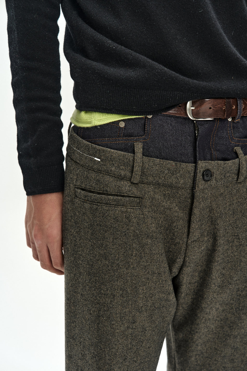 Andersson Bell - Double Waist Denim Wool Trousers (Grey/Indigo) product image 9 | TRAB K-Fashion Australia