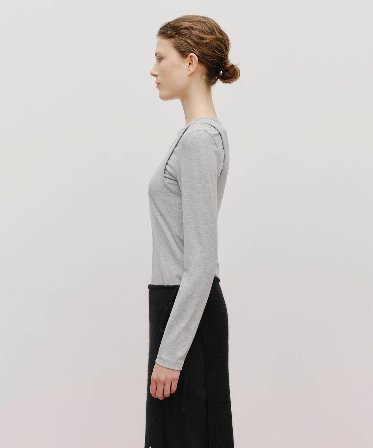 Marithe & Francois Girbaud - Layered Jersey Long Sleeve (Light Heather Gray) product image 2 | TRAB K-Fashion Australia