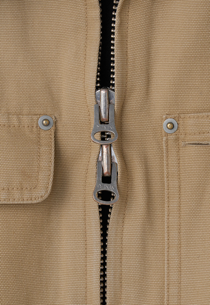 Tonywack - Leather Collar Garment-Washed Rivet Work Jacket (Faded Beige) product image 13 | TRAB K-Fashion Australia