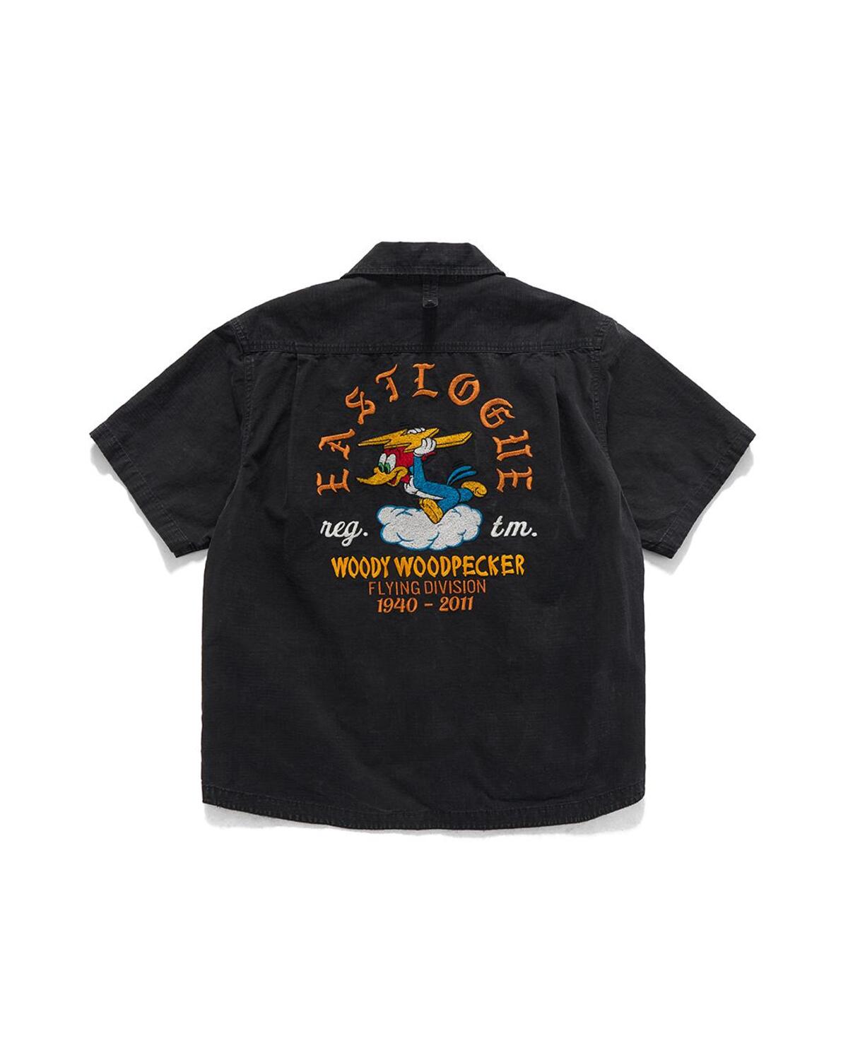 Eastlogue - Embroidered Woody Fatigue Half Shirts Jacket (Black Ripstop) product image 1 | TRAB K-Fashion Australia