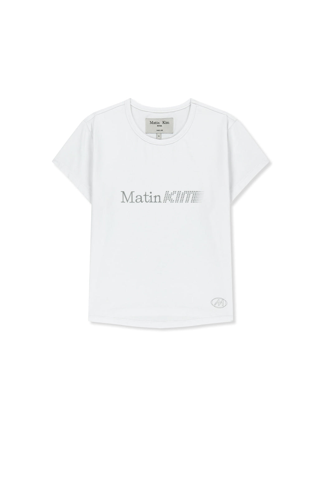 Matin Kim - Matin Pace Reflective Logo Slim Top (White) product image 1 | TRAB K-Fashion Australia