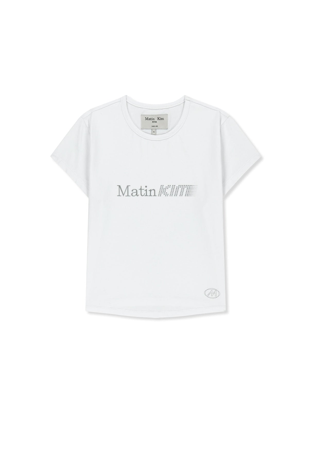 Matin Kim - Matin Pace Reflective Logo Slim Top (White) product image 1 | TRAB K-Fashion Australia