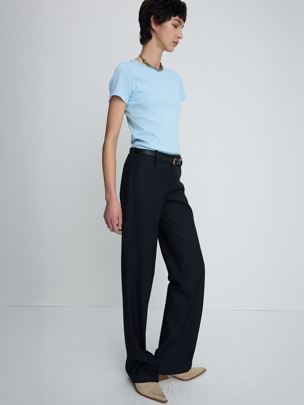 Tonywack - Wool Straight Trousers (Navy Pinstripe) product image 5 | TRAB K-Fashion Australia