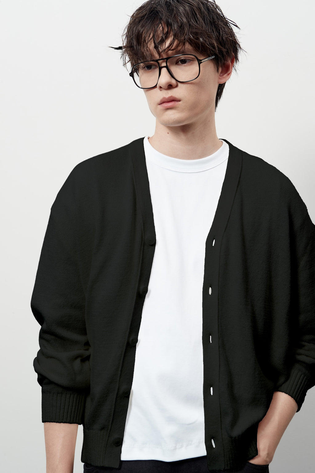 Stu - V- Neck Light Cardigan (Black) product image 14 | TRAB K-Fashion Australia