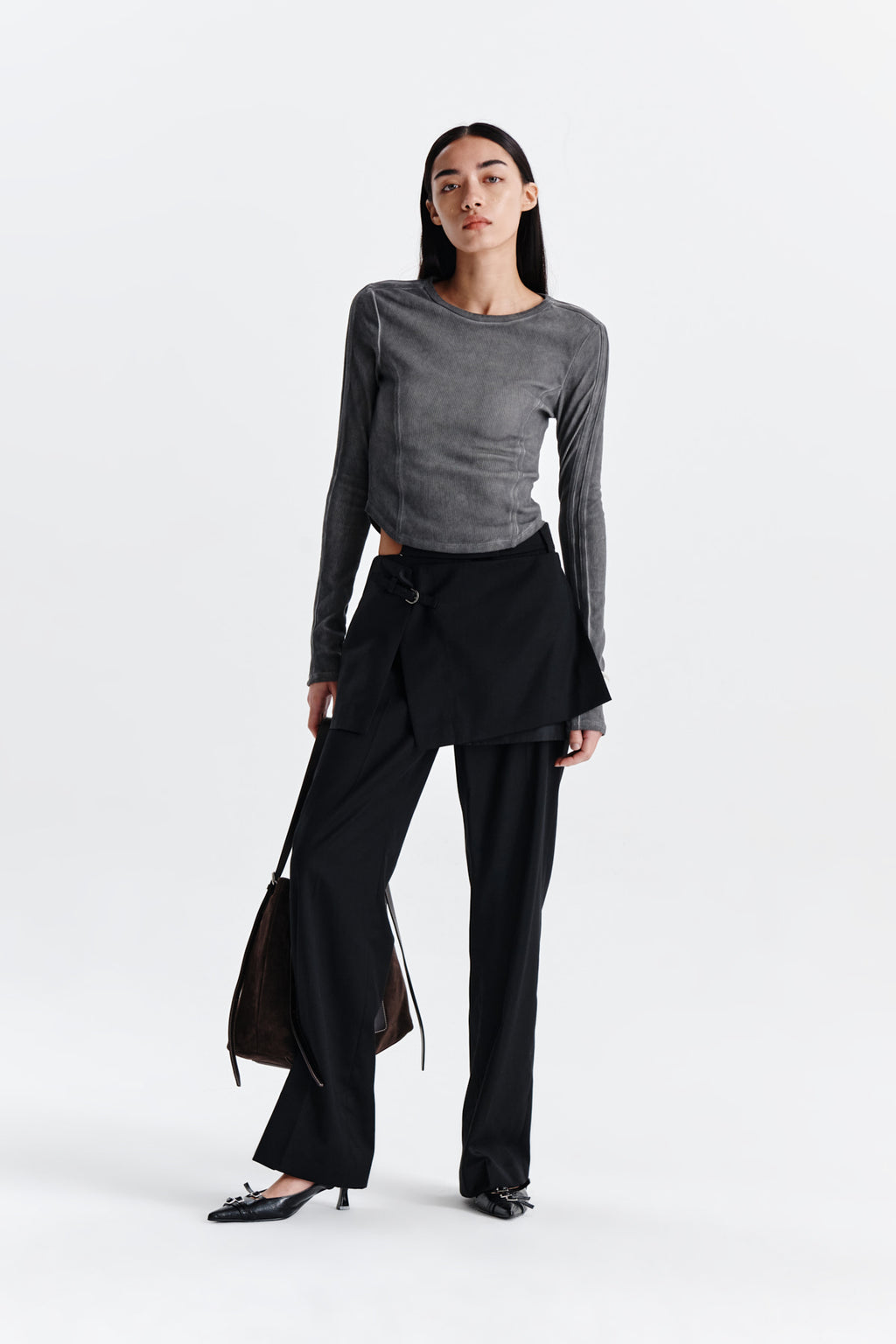 Matin Kim - Slit Point Skirt Trouser (Black) product image 8 | TRAB K-Fashion Australia