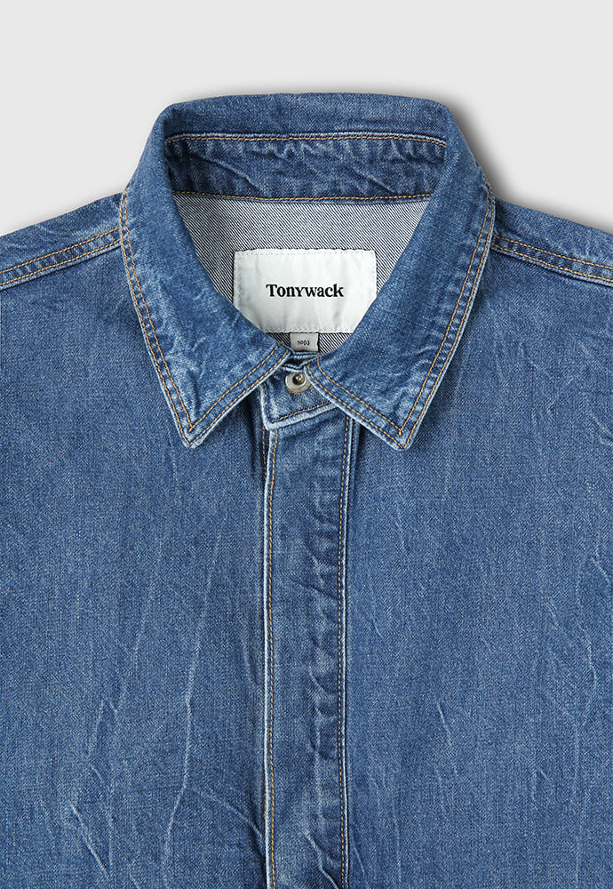 Tonywack - Covered Front Denim Blouson (Lightning Washed Blue) product image 9 | TRAB K-Fashion Australia