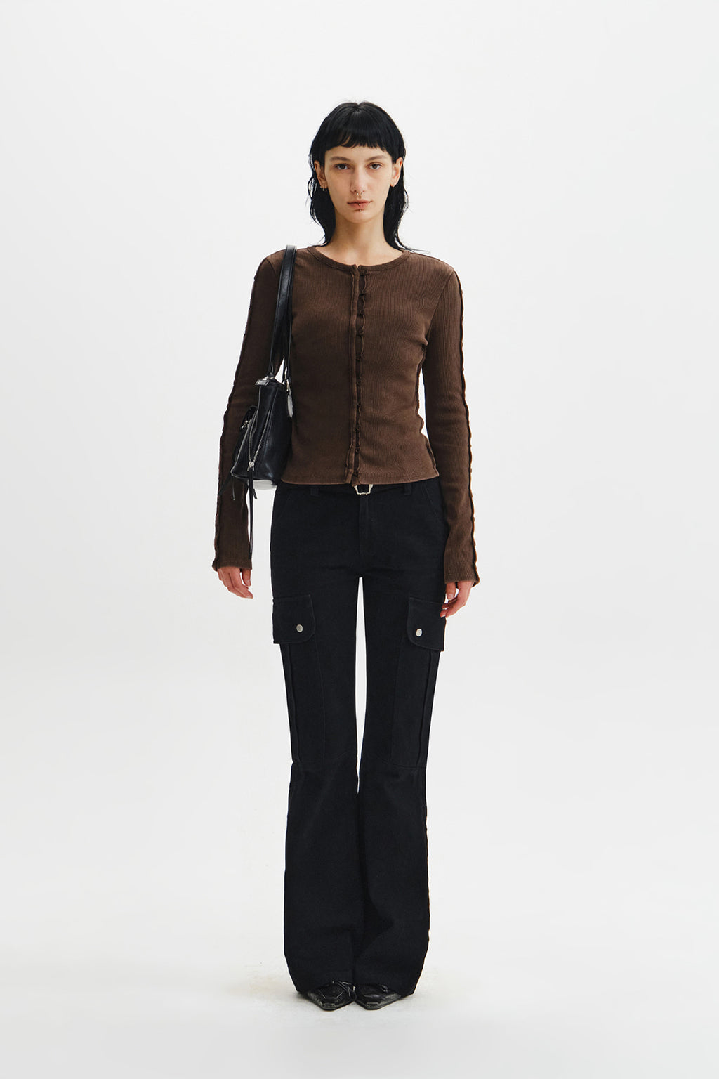 Matin Kim - Multi Hook Bootcut Cargo Pants (Black) product image 13 | TRAB K-Fashion Australia