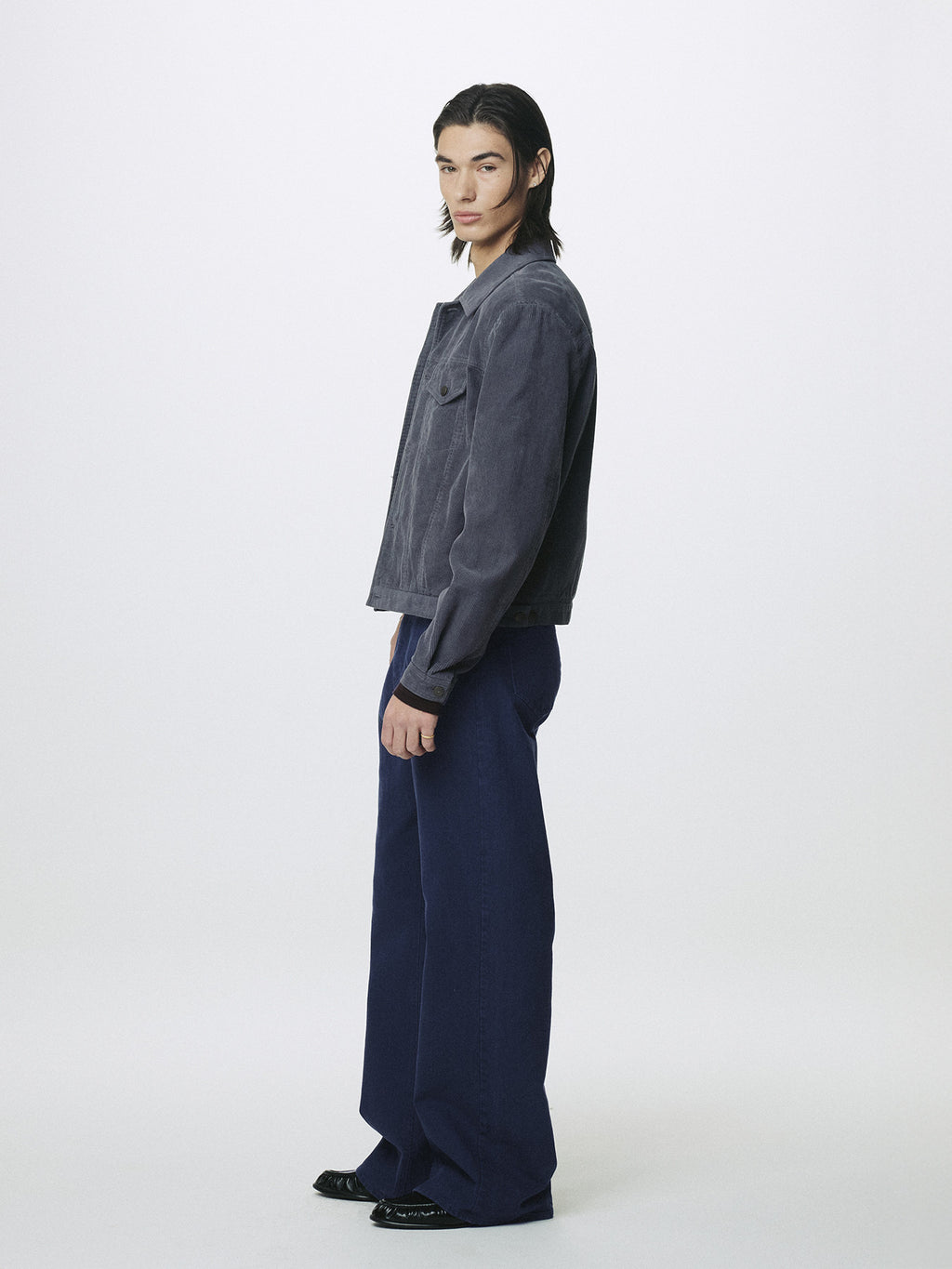 Tonywack - Washed Cotton Twill Loose Flared Jeans (Purple Blue) product image 3 | TRAB K-Fashion Australia