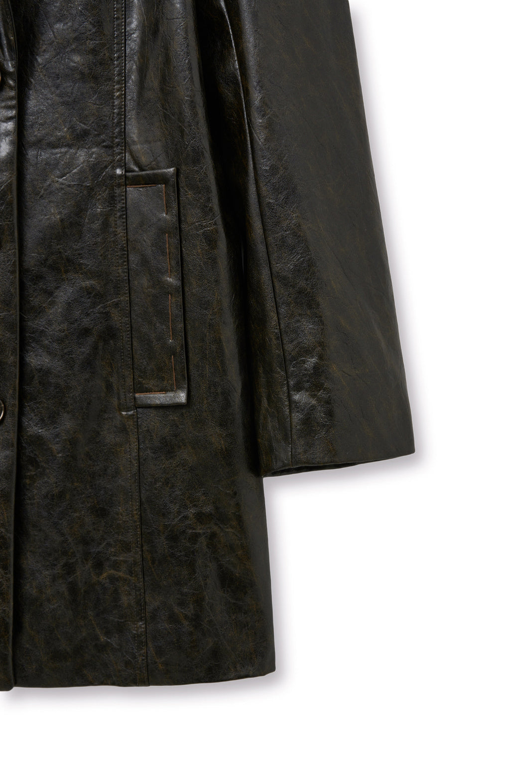 Matin Kim - Faux Leather Half Double Jacket (Dark Brown) product image 4 | TRAB K-Fashion Australia